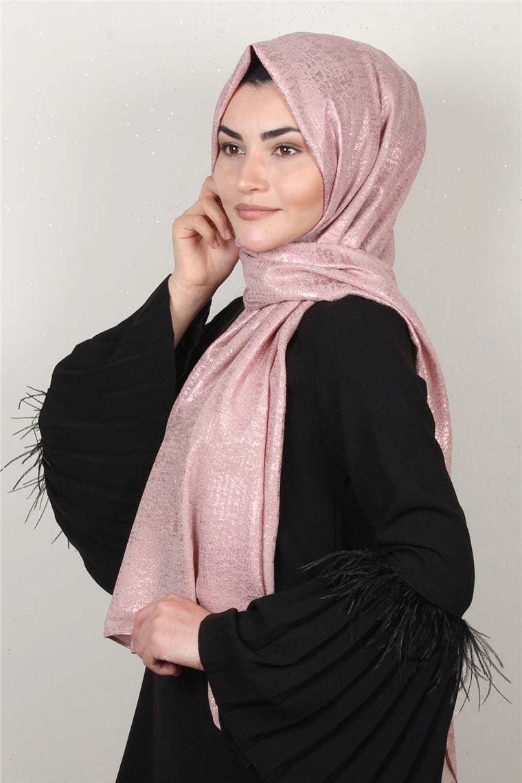 Sidelya Varaklı Şal 3090-20 Koyu Pudra 