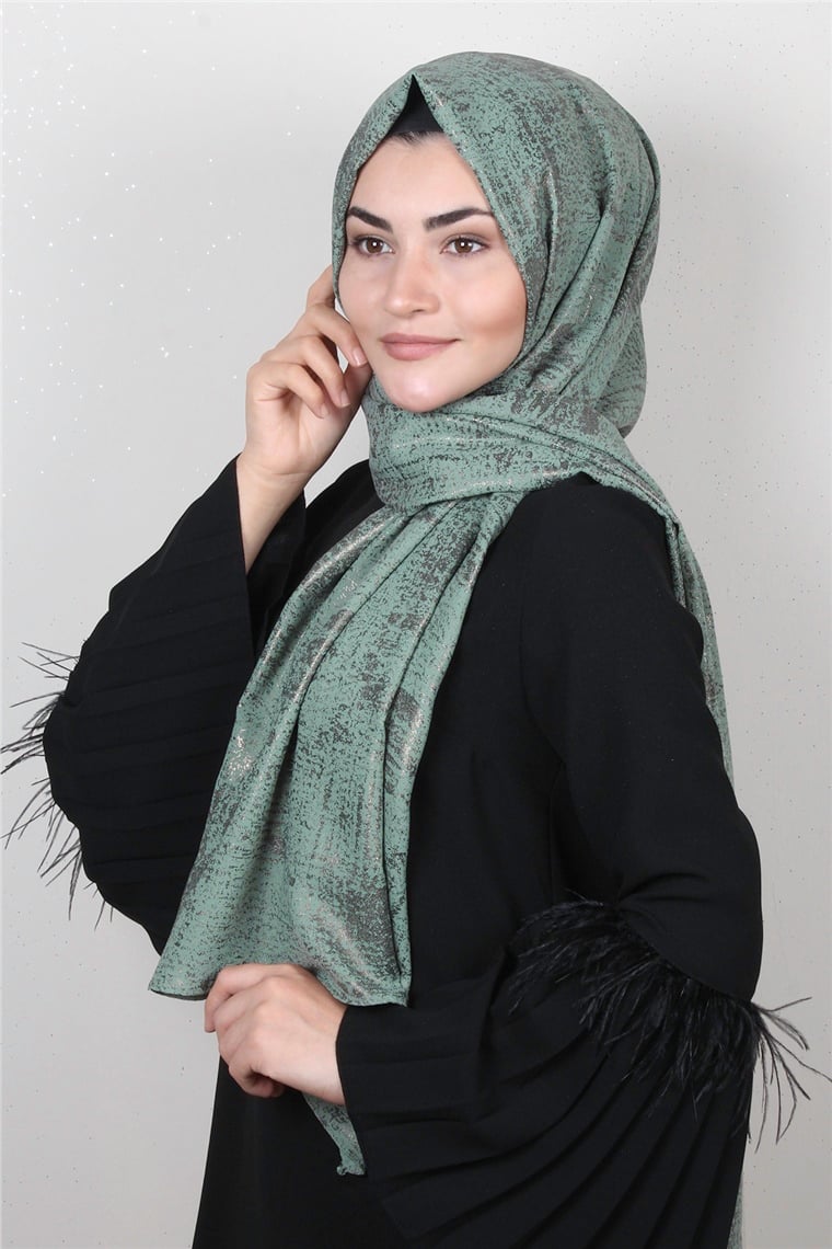 Sidelya Varaklı Şal 3090-21 Mint Yeşili