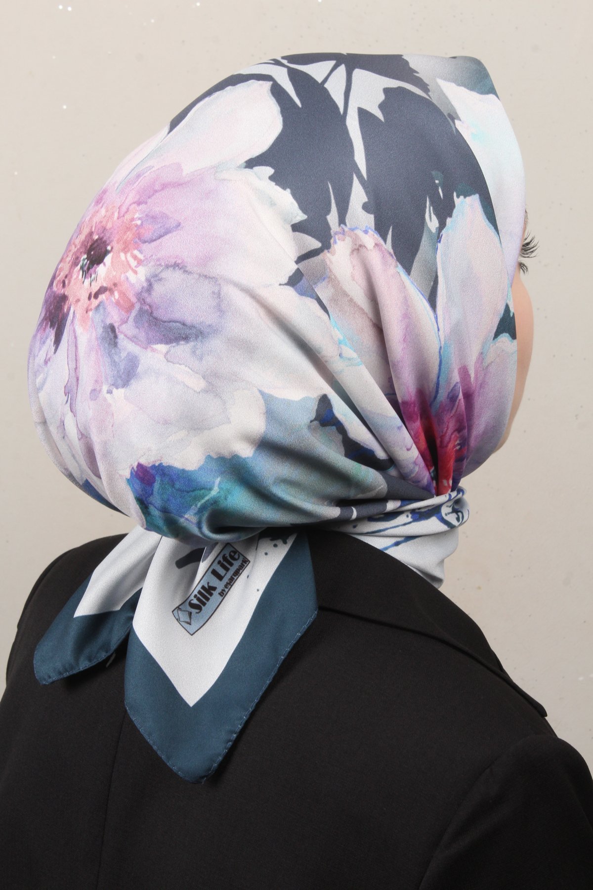 Silk Life Lotus Eşarp 4120-11 Petrol Mavisi