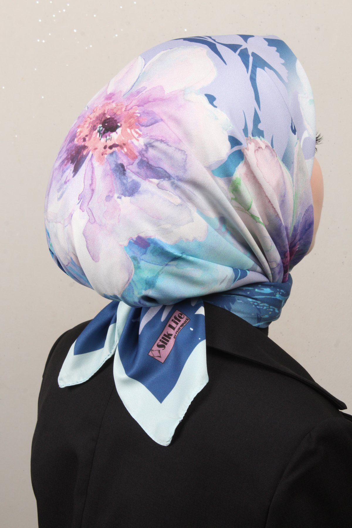 Silk Life Lotus Eşarp 4120-3 Mavi