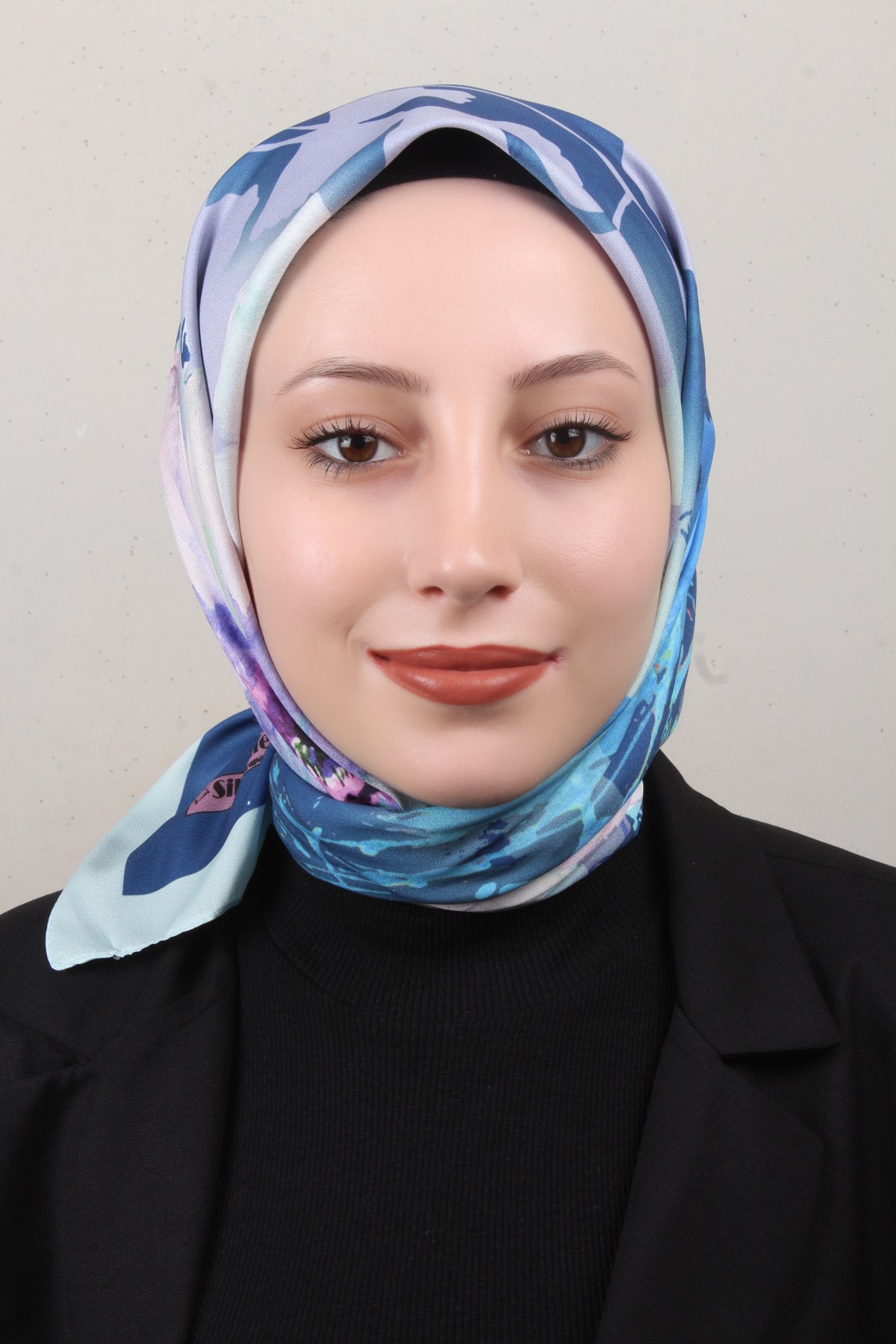 Silk Life Lotus Eşarp 4120-3 Mavi