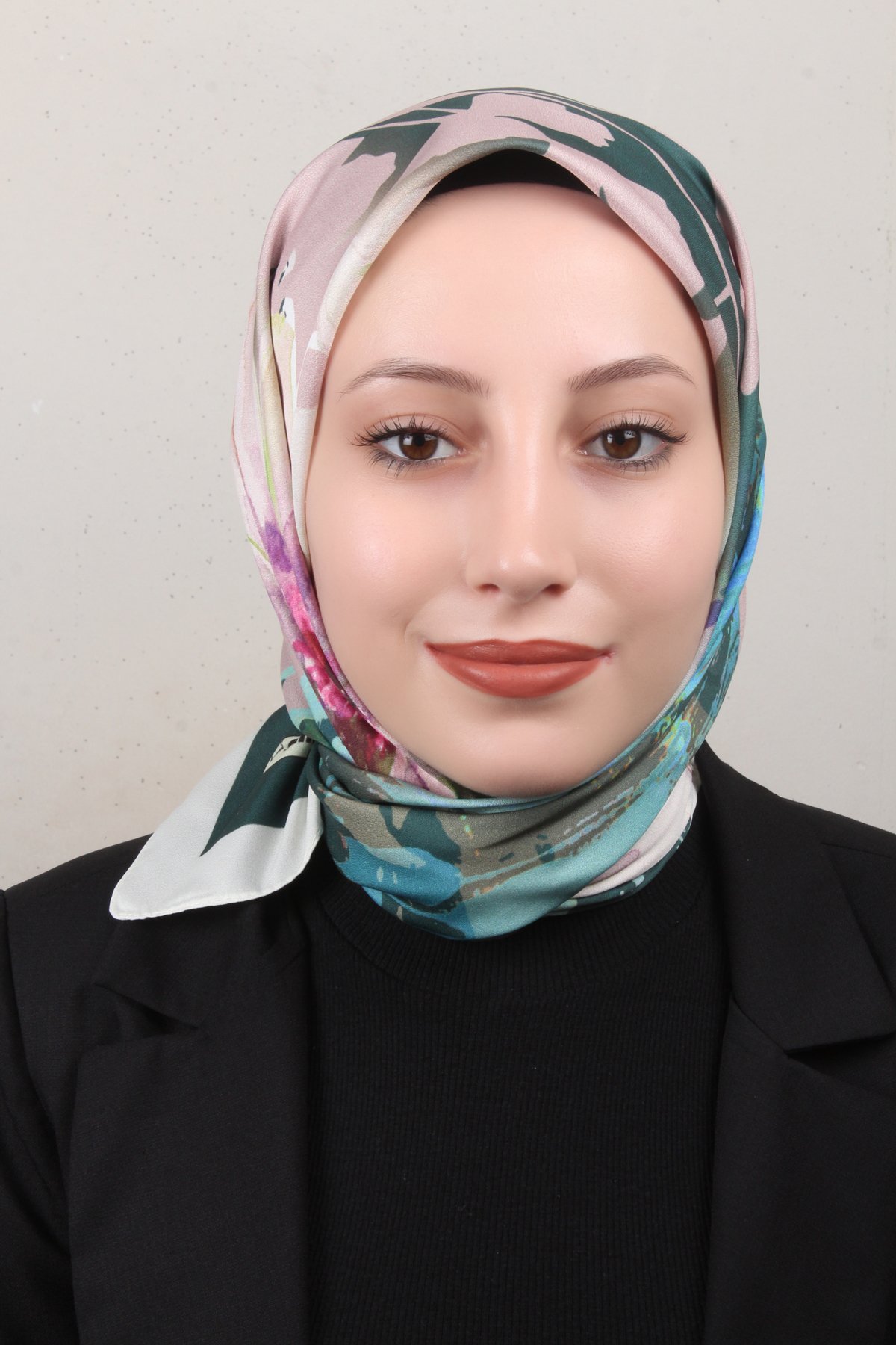 Silk Life Lotus Eşarp 4120-5 Ekru-Zümrüt