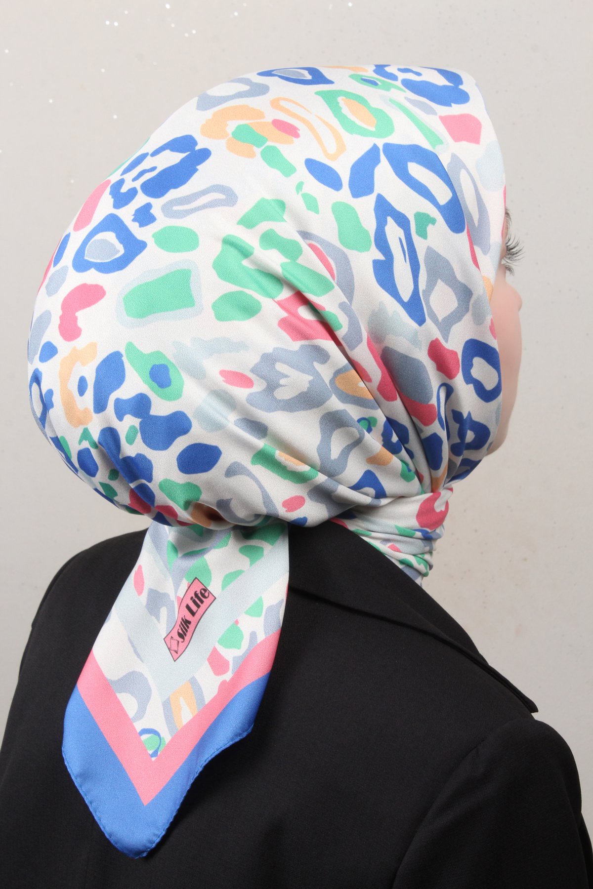 Silk Life Lotus Eşarp 4121-12 Mavi