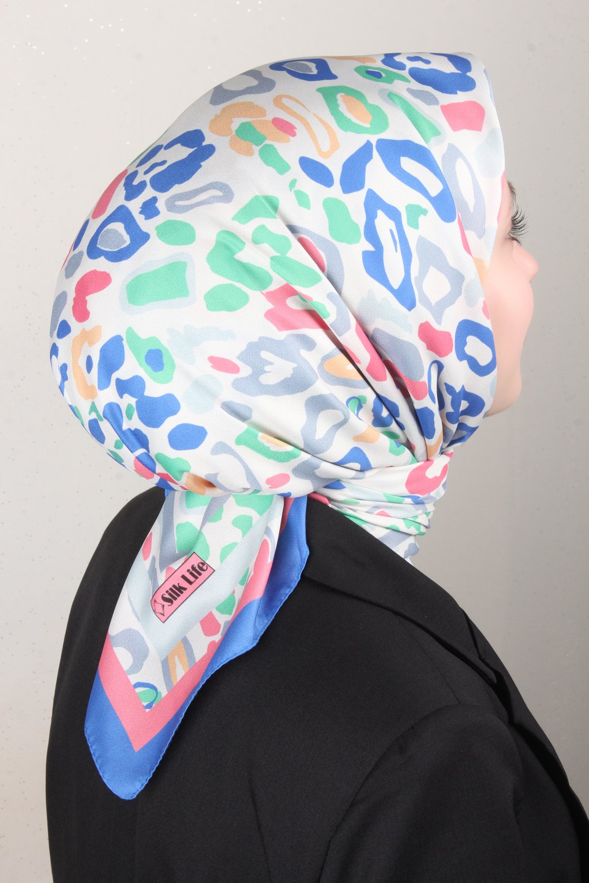 Silk Life Lotus Eşarp 4121-12 Mavi