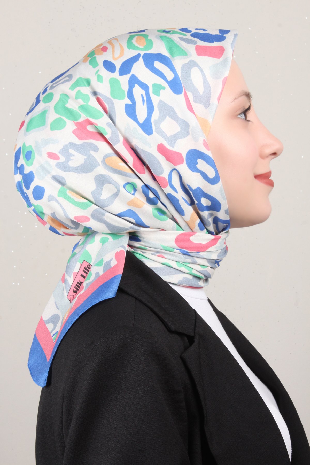 Silk Life Lotus Eşarp 4121-12 Mavi