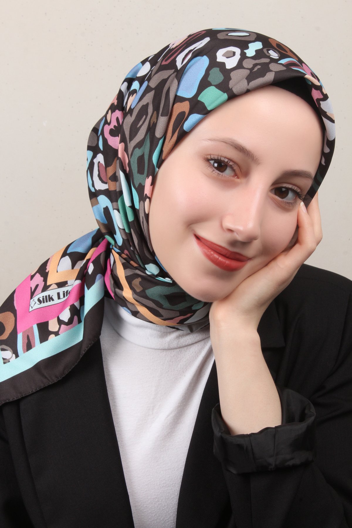 Silk Life Lotus Eşarp 4121-7 Siyah