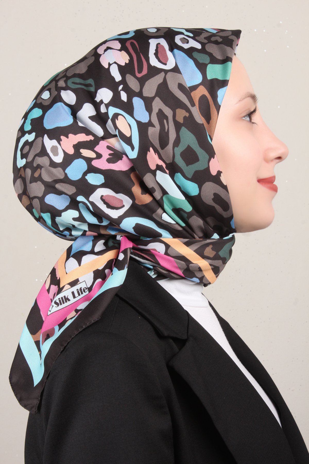 Silk Life Lotus Eşarp 4121-7 Siyah