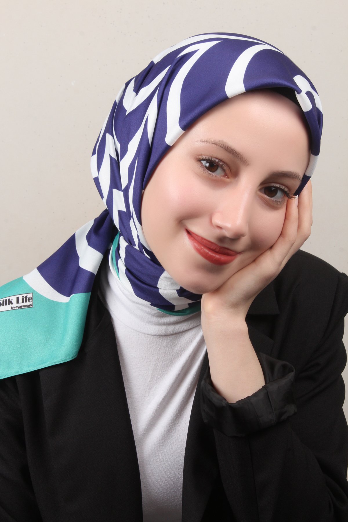 Silk Life Lotus Eşarp 4122-1 Mor-Yeşil