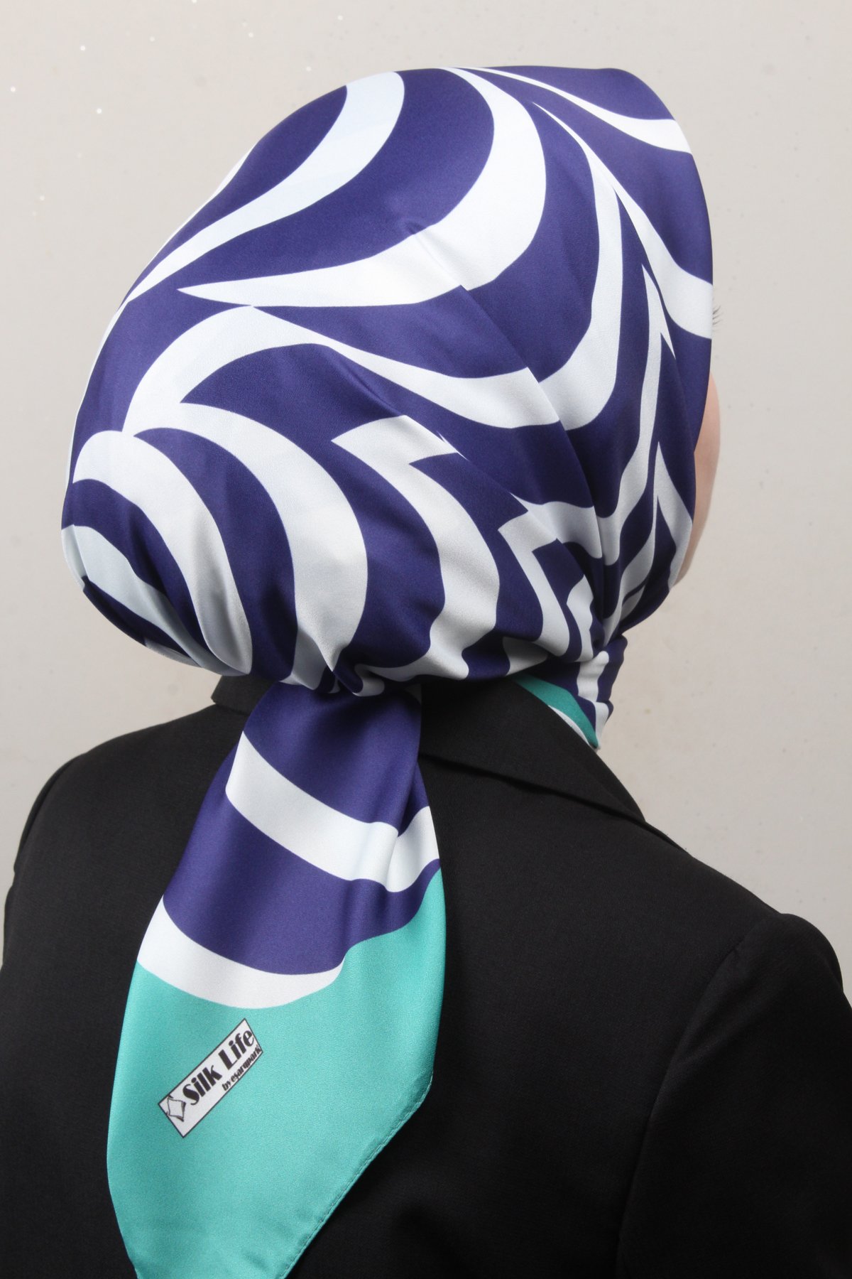 Silk Life Lotus Eşarp 4122-1 Mor-Yeşil