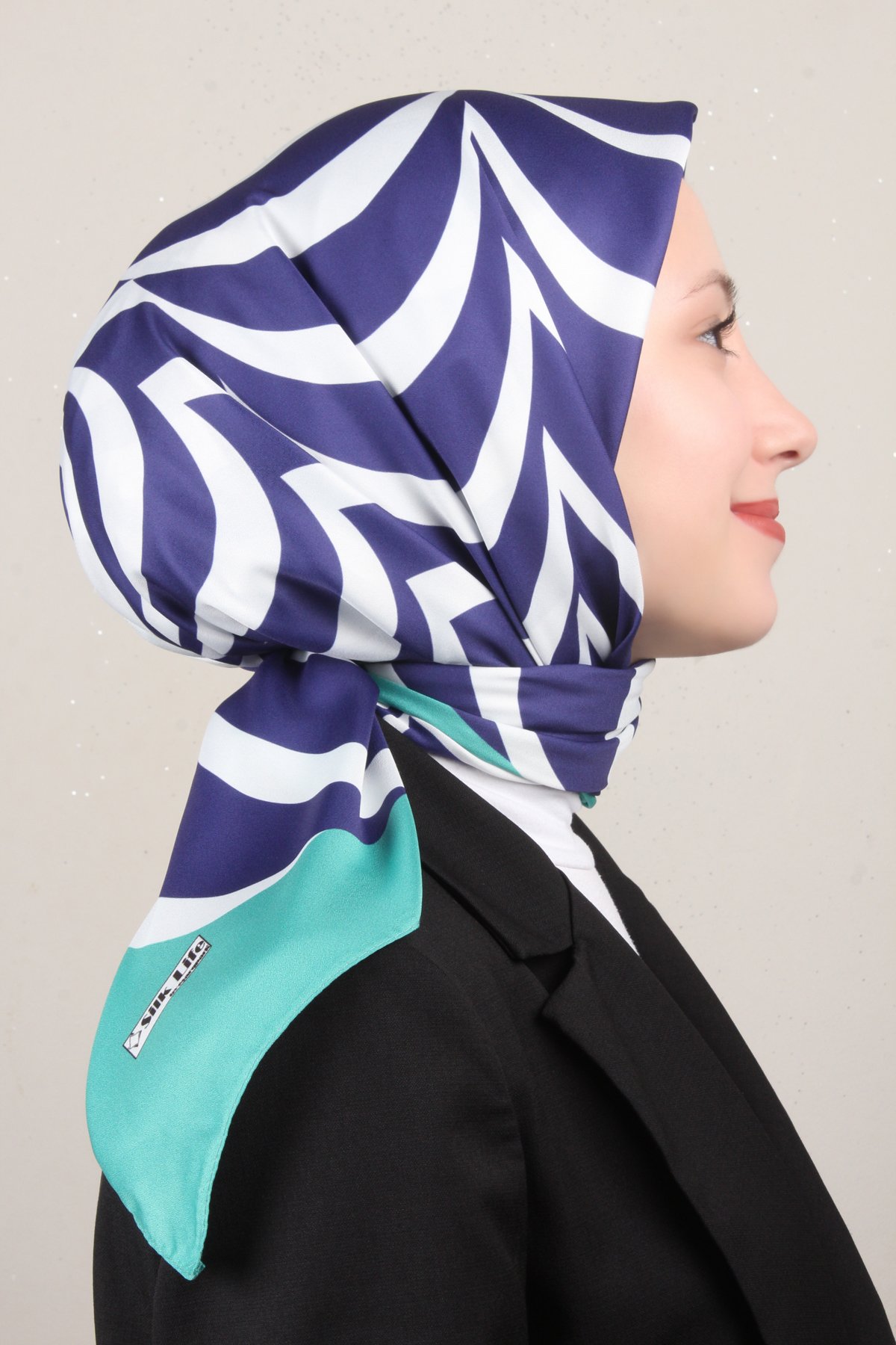 Silk Life Lotus Eşarp 4122-1 Mor-Yeşil