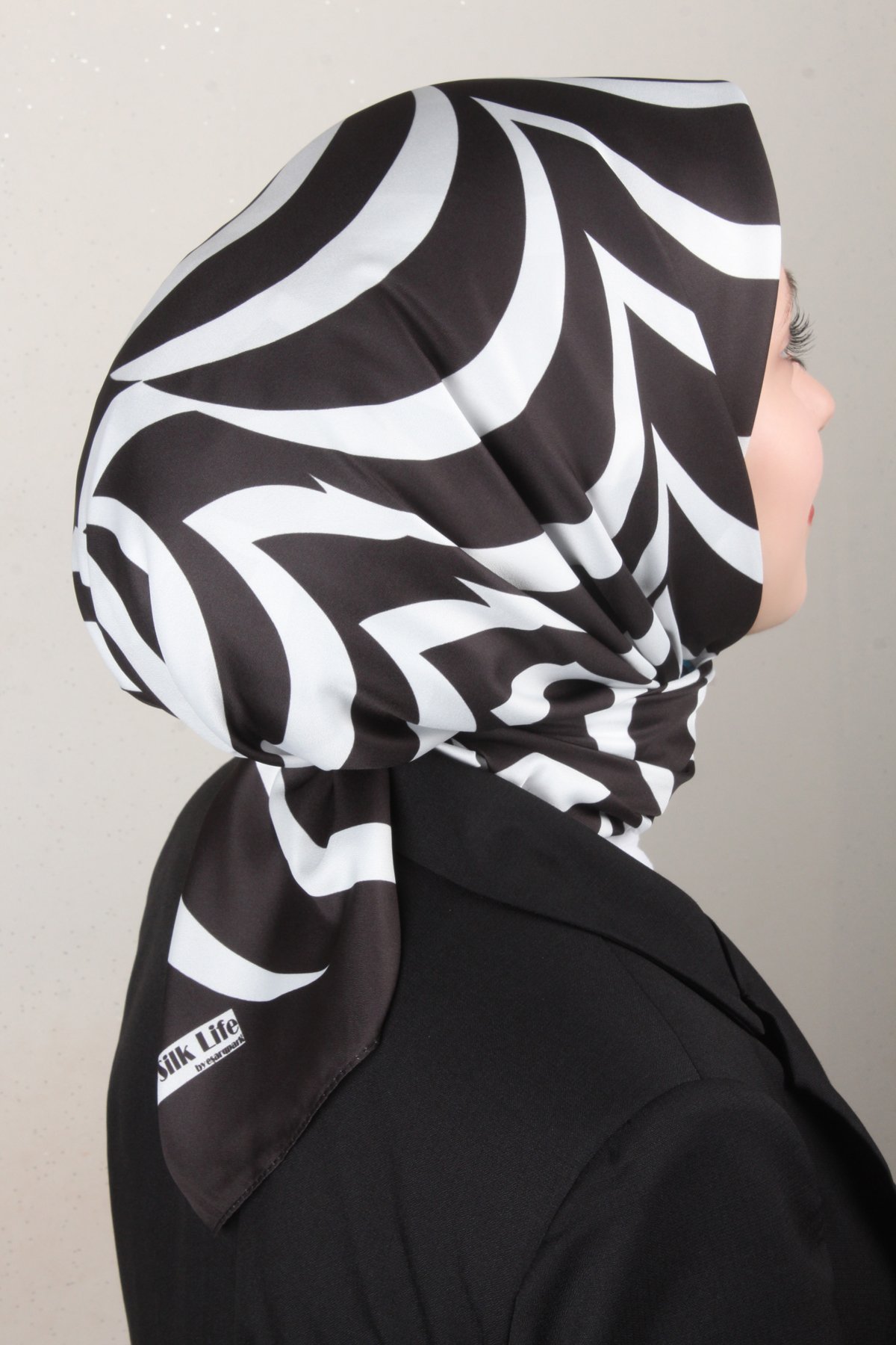 Silk Life Lotus Eşarp 4122-7 Siyah