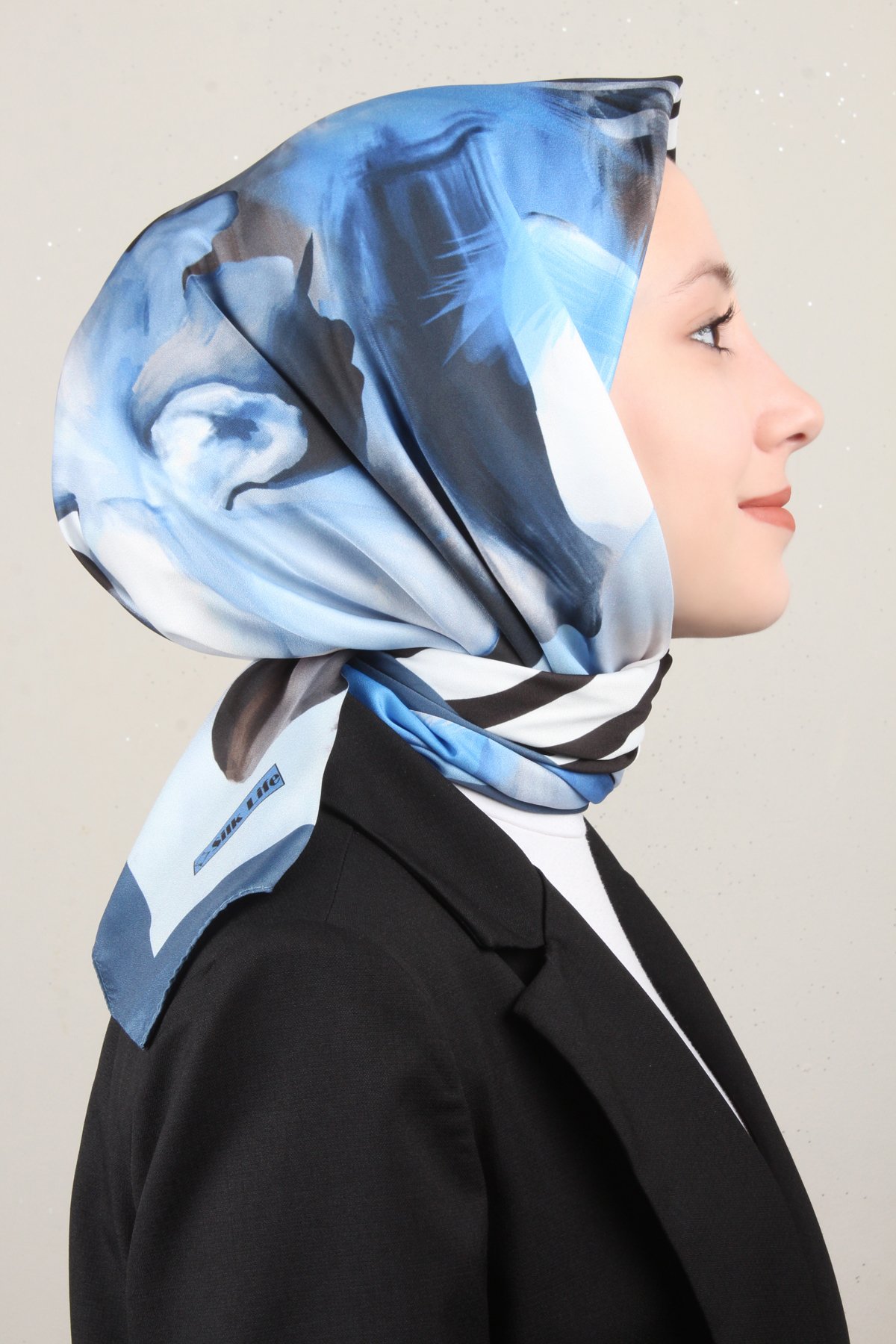 Silk Life Lotus Eşarp 4123-1 İndigo