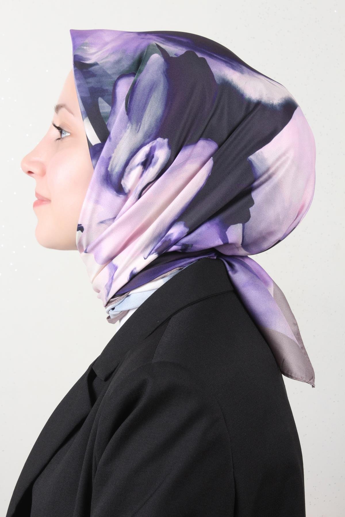 Silk Life Lotus Eşarp 4123-10 Mor