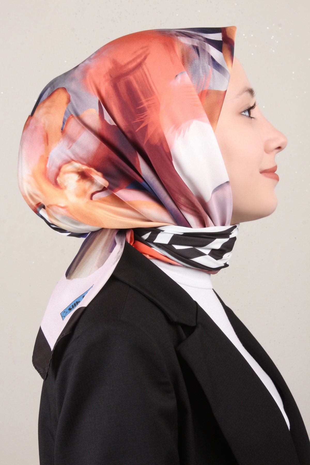 Silk Life Lotus Eşarp 4123-4 Turuncu