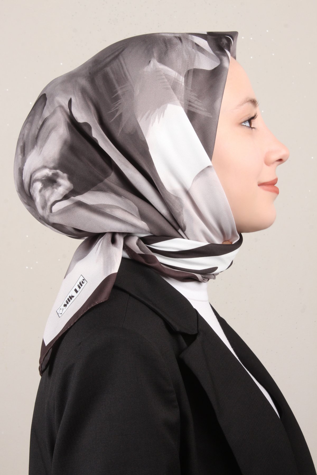 Silk Life Lotus Eşarp 4123-5 Siyah