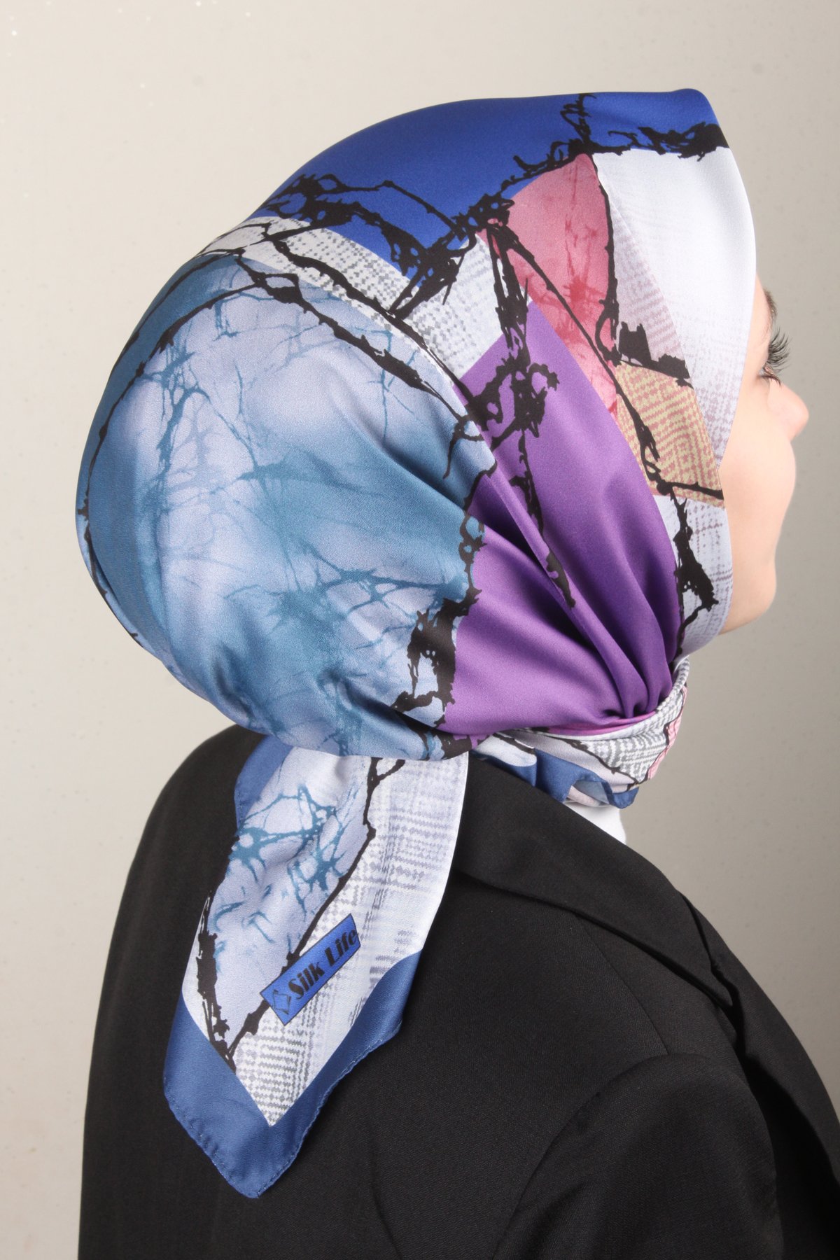 Silk Life Lotus Eşarp 4124-1 Lacivert