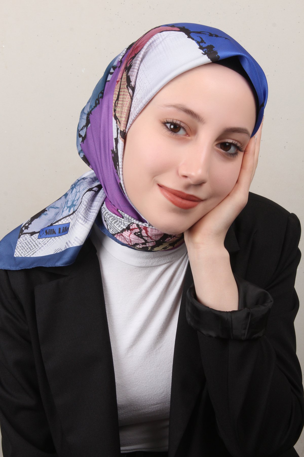 Silk Life Lotus Eşarp 4124-1 Lacivert