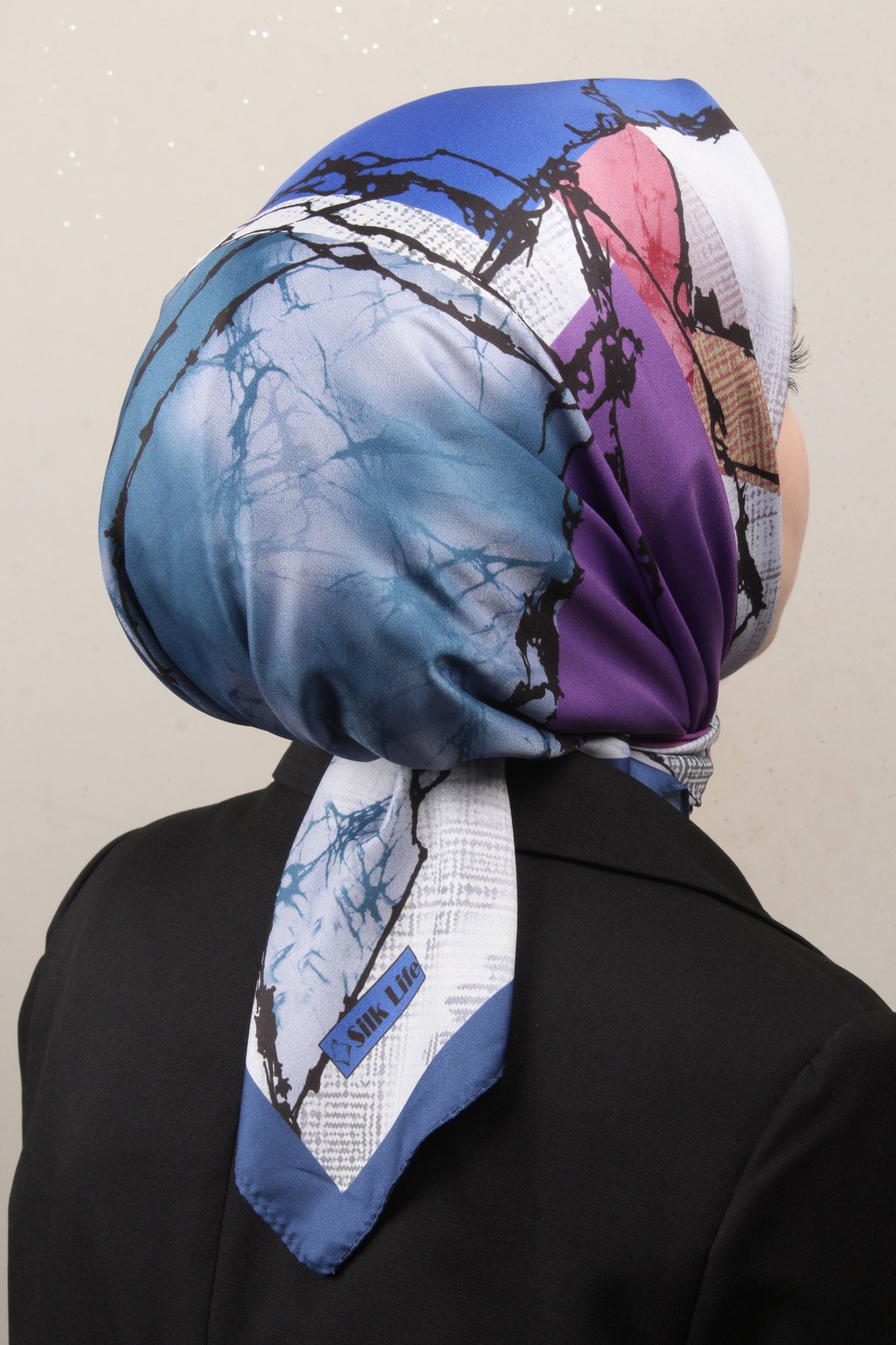 Silk Life Lotus Eşarp 4124-1 Lacivert