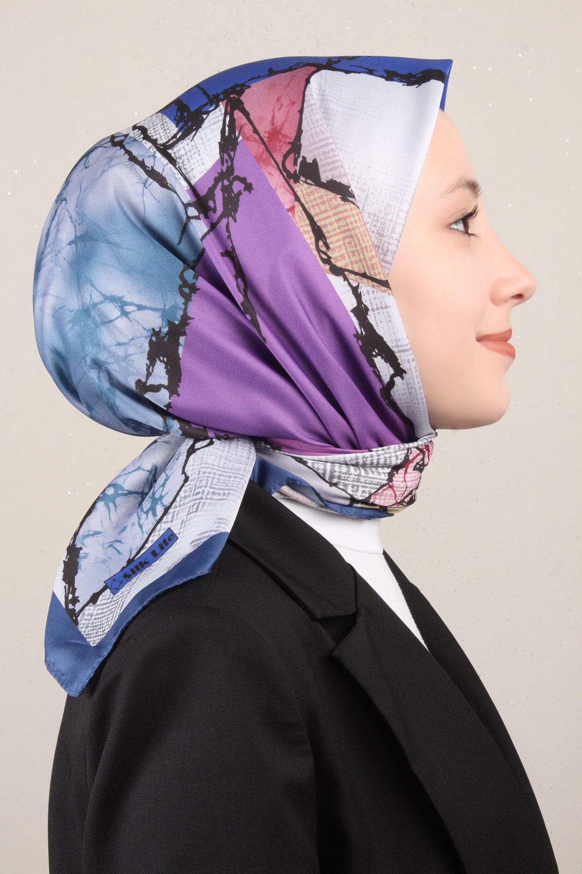 Silk Life Lotus Eşarp 4124-1 Lacivert