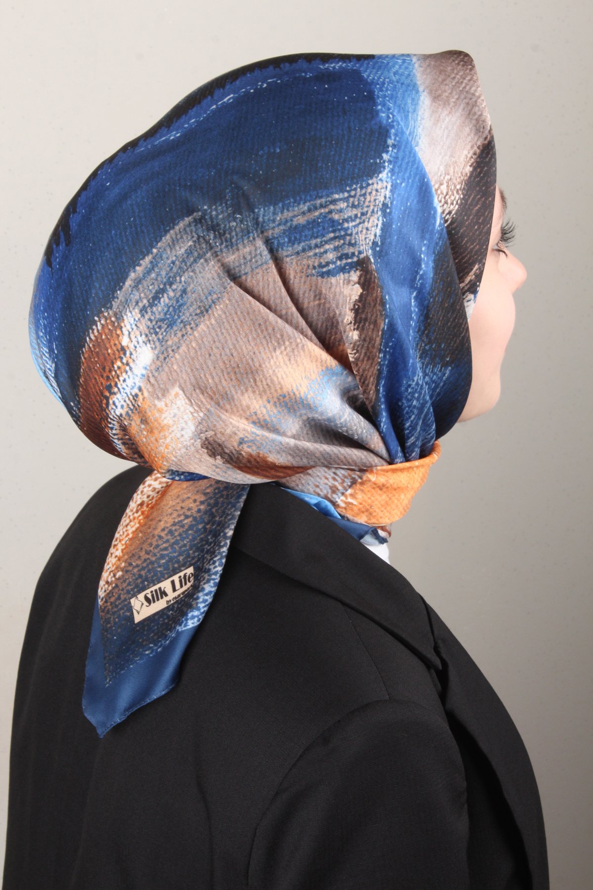 Silk Life Lotus Eşarp 4125-1 Lacivert