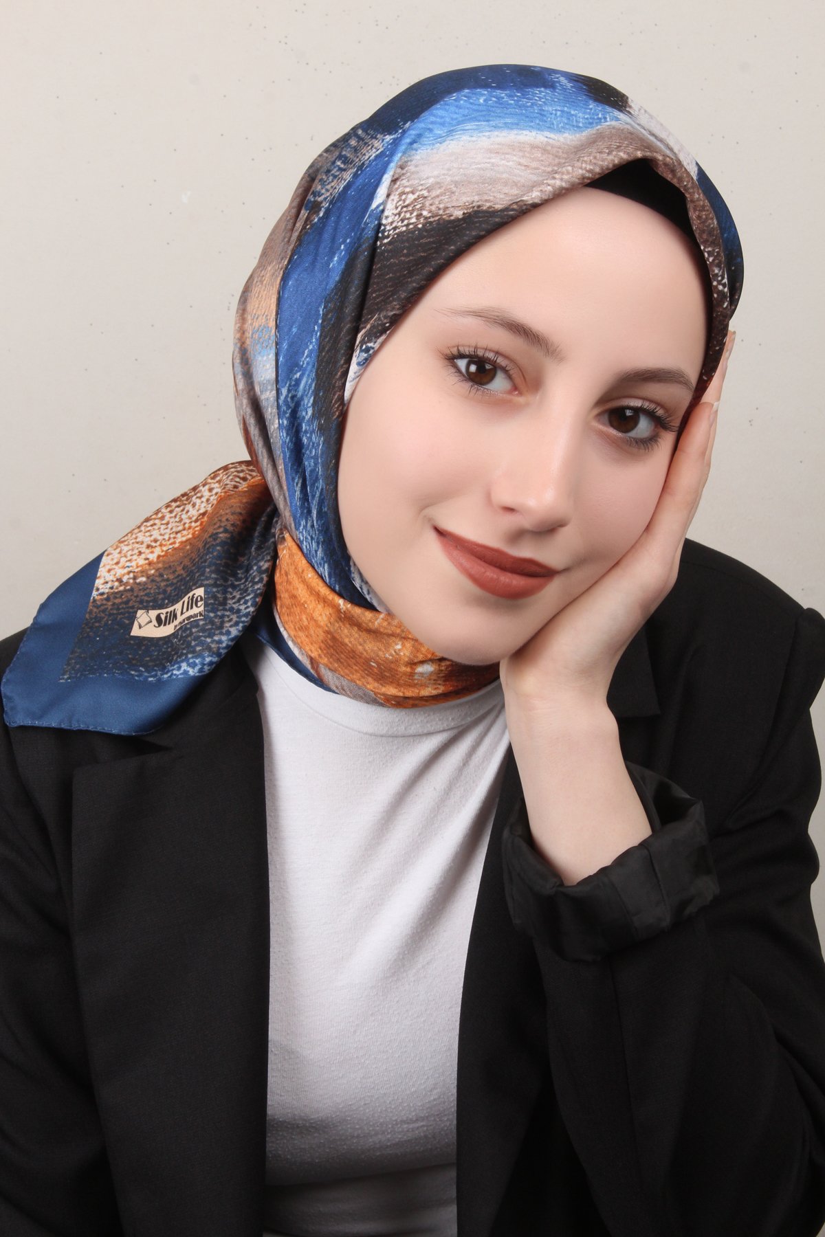 Silk Life Lotus Eşarp 4125-1 Lacivert