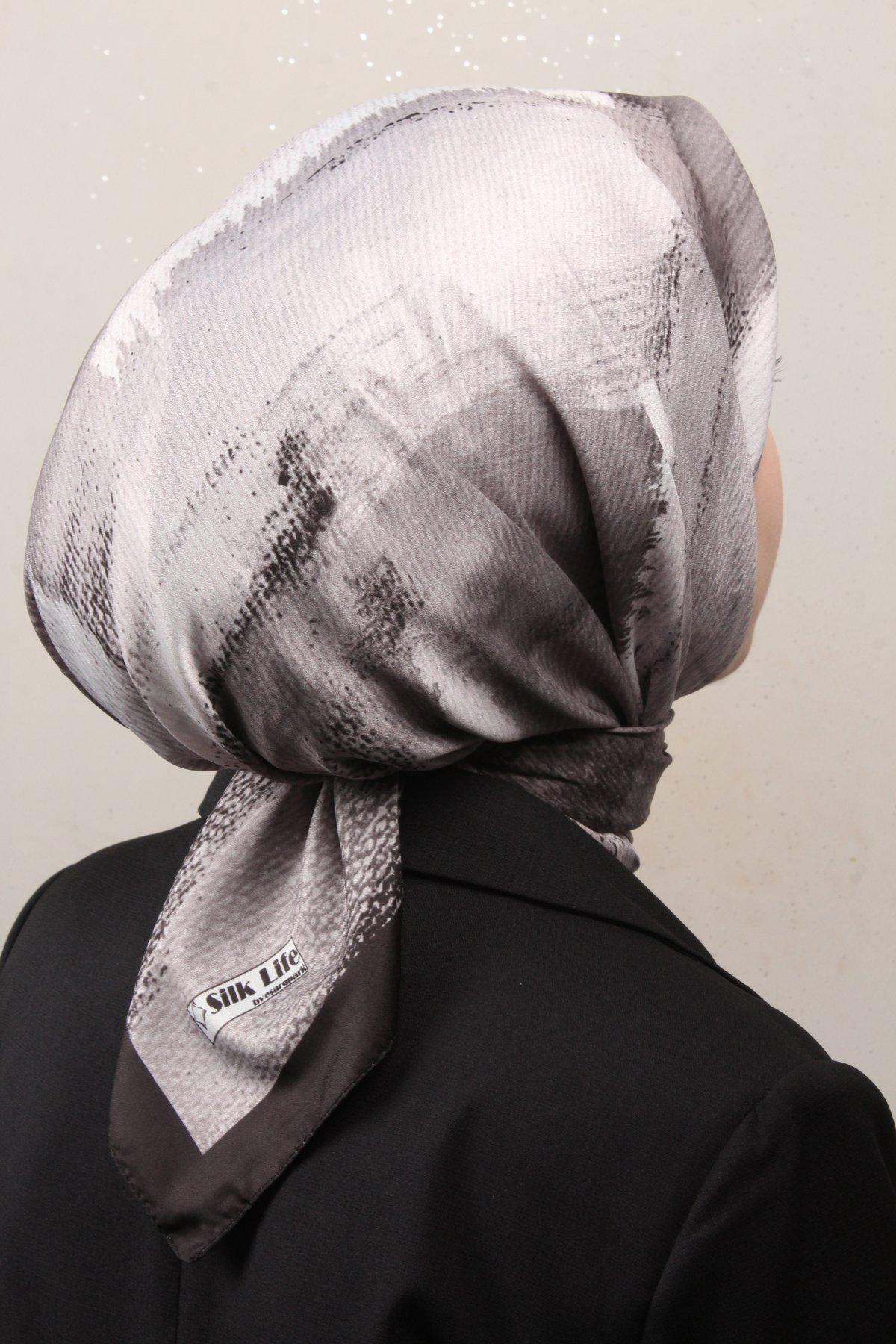 Silk Life Lotus Eşarp 4125-7 Siyah-Gri