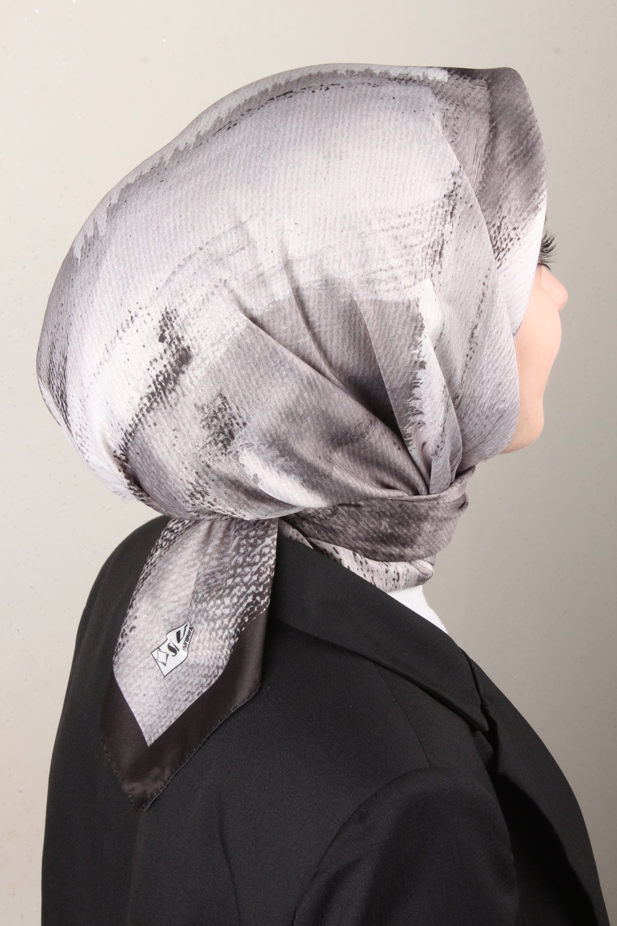 Silk Life Lotus Eşarp 4125-7 Siyah-Gri