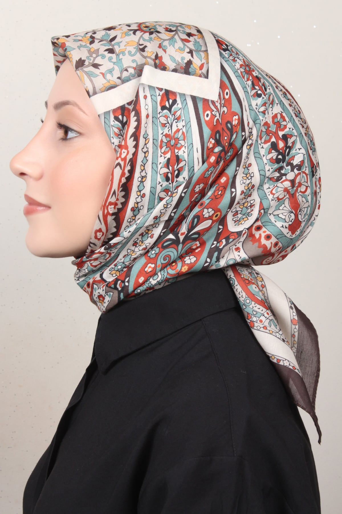 Silk Lıfe Lotus Eşarp 4127-1 Kahve 