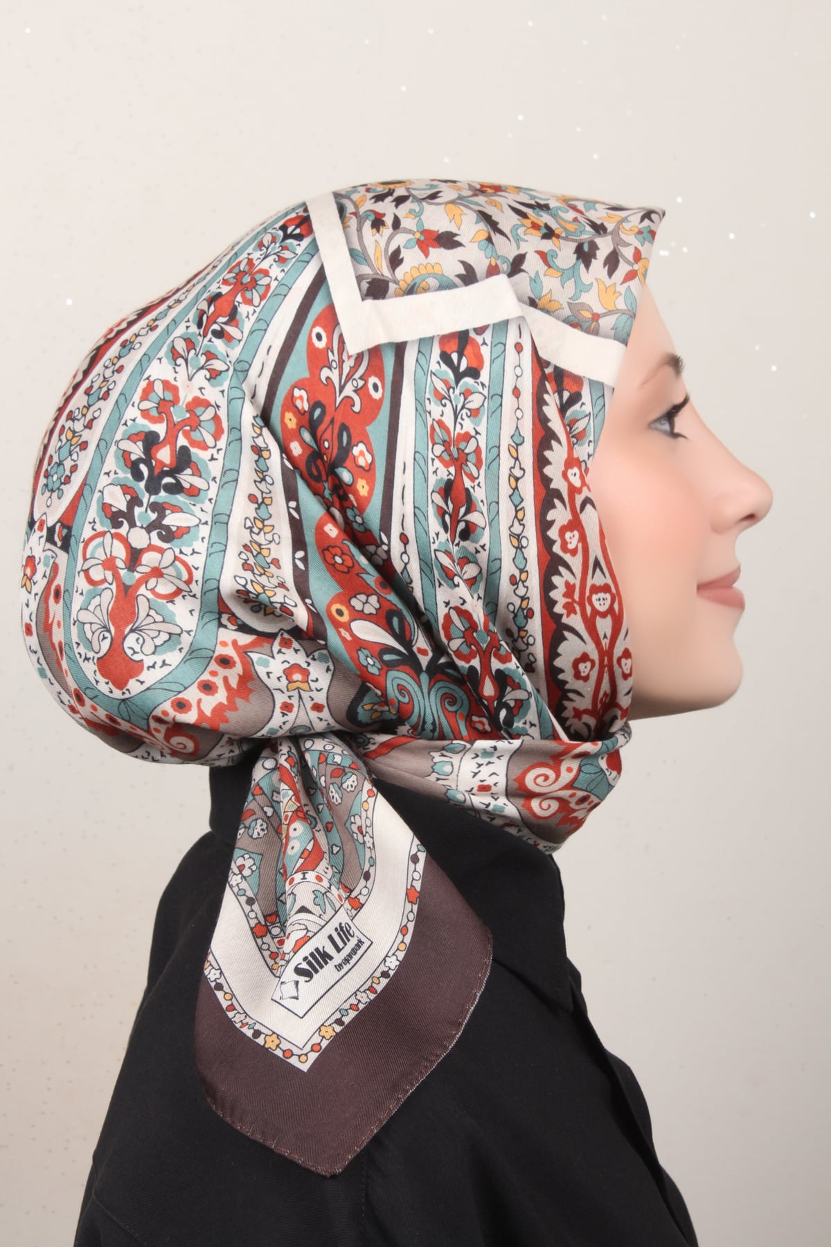 Silk Lıfe Lotus Eşarp 4127-1 Kahve 
