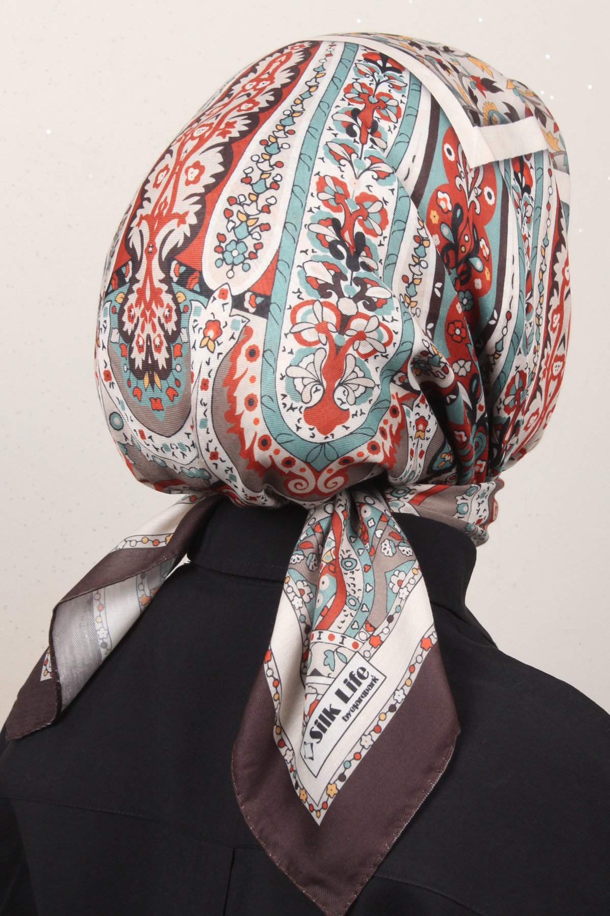Silk Lıfe Lotus Eşarp 4127-1 Kahve 