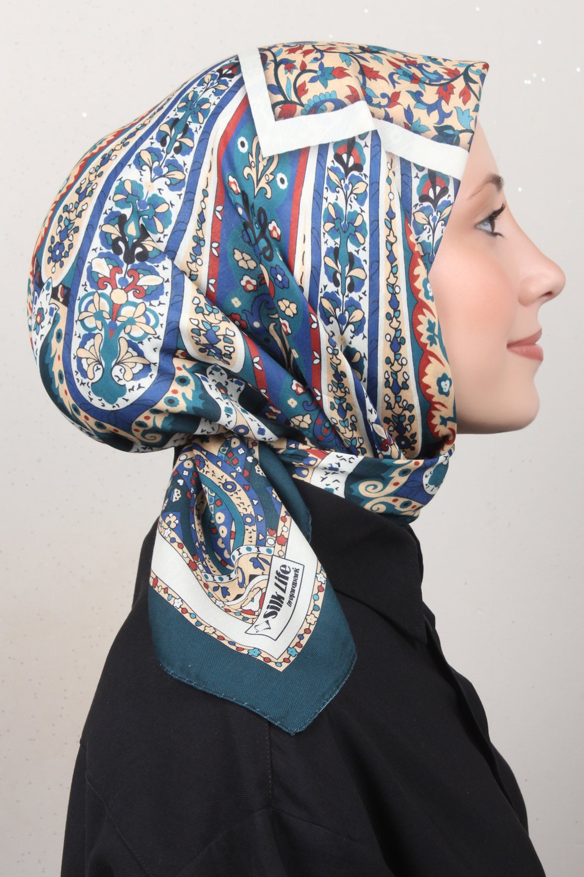 Silk Life Lotus Eşarp 4127-3 Petrol 