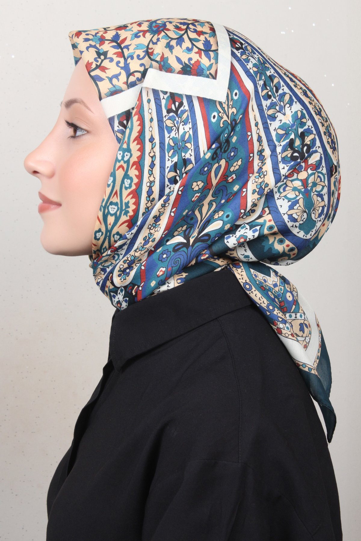 Silk Life Lotus Eşarp 4127-3 Petrol 