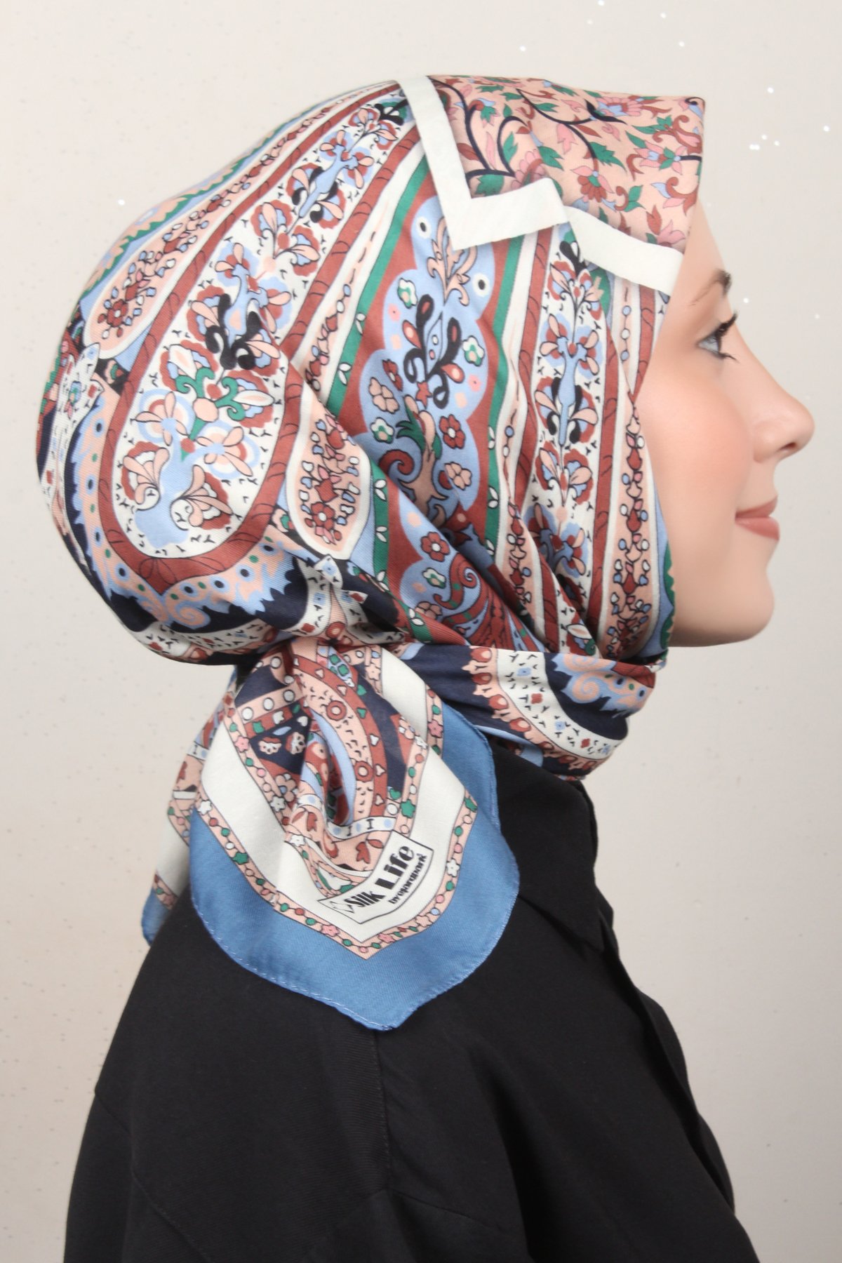 Silk Life Lotus Eşarp 4127-4 Kot Mavisi 