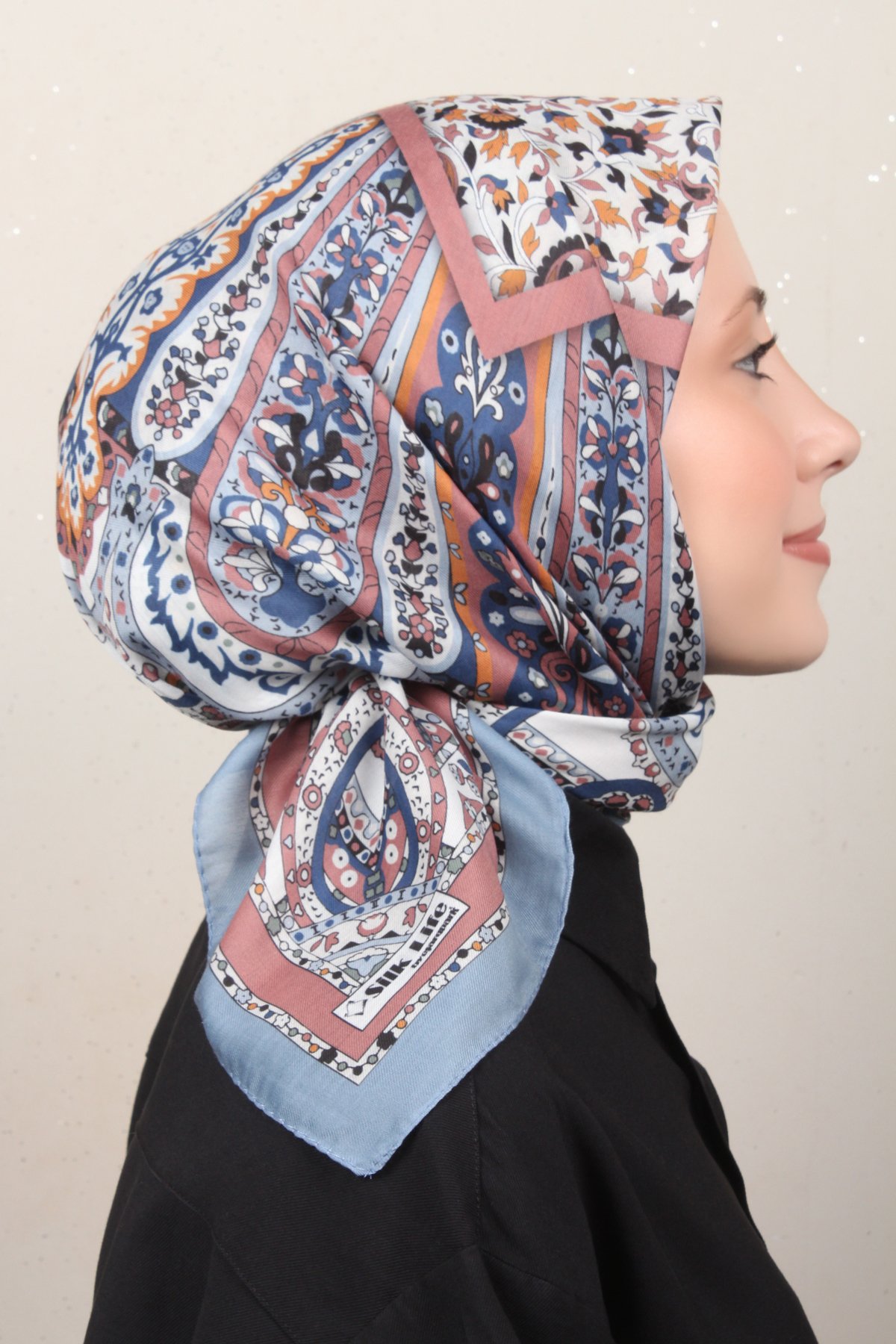 Silk Life Lotus Eşarp 4127-5 İndigo 