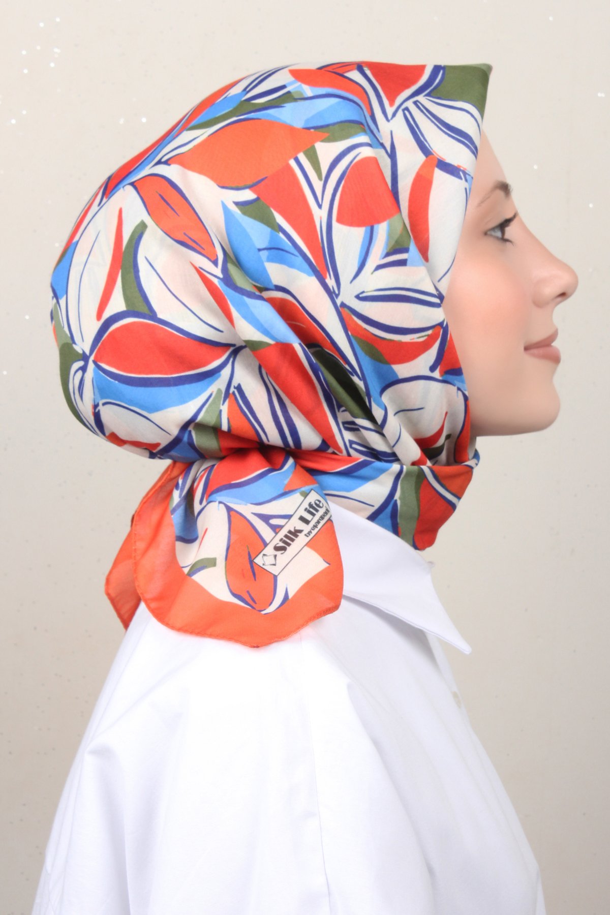 Silk Life Lotus Eşarp 4128-10 Turuncu