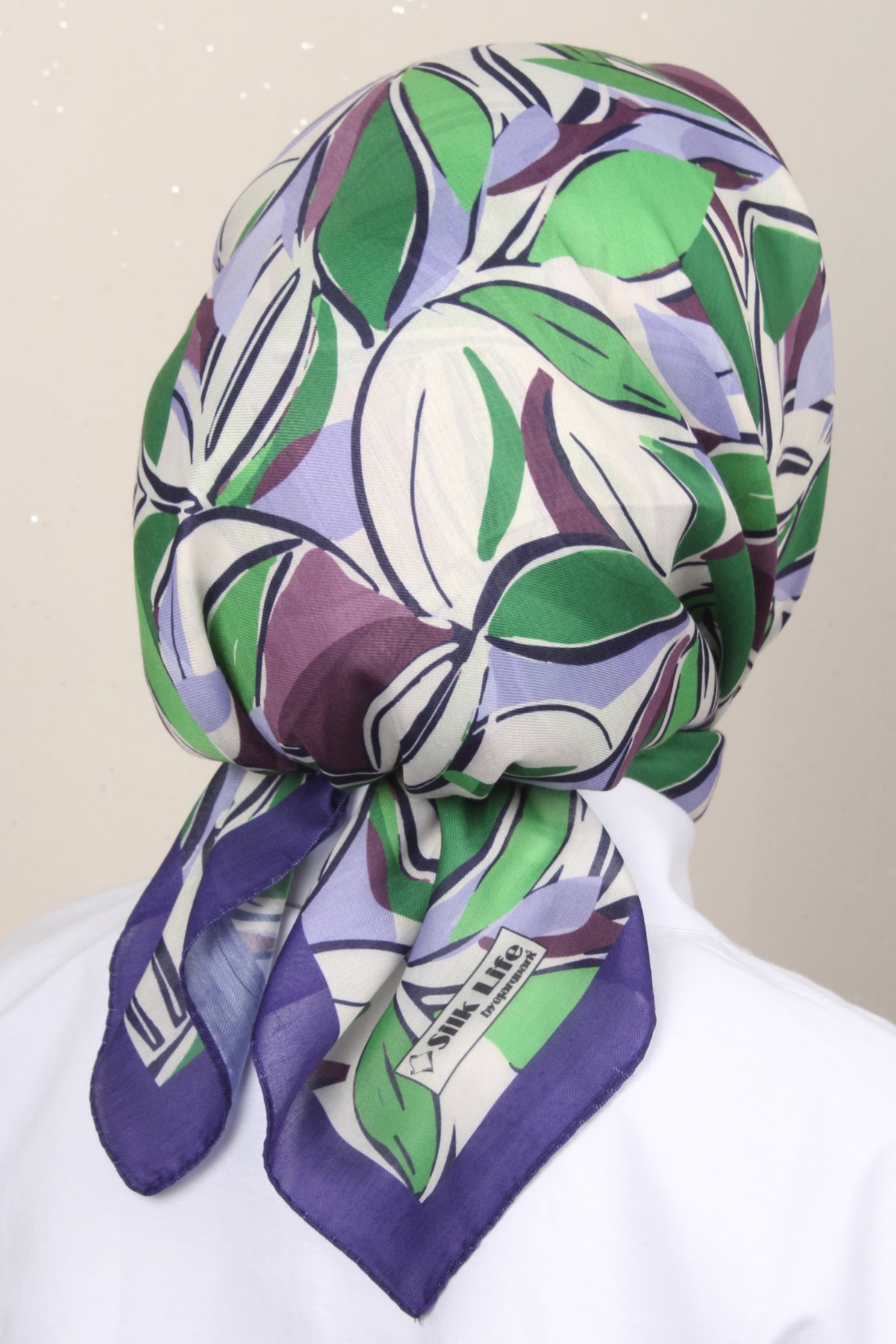 Silk Life Lotus Eşarp 4128-5 Mor Yeşil 