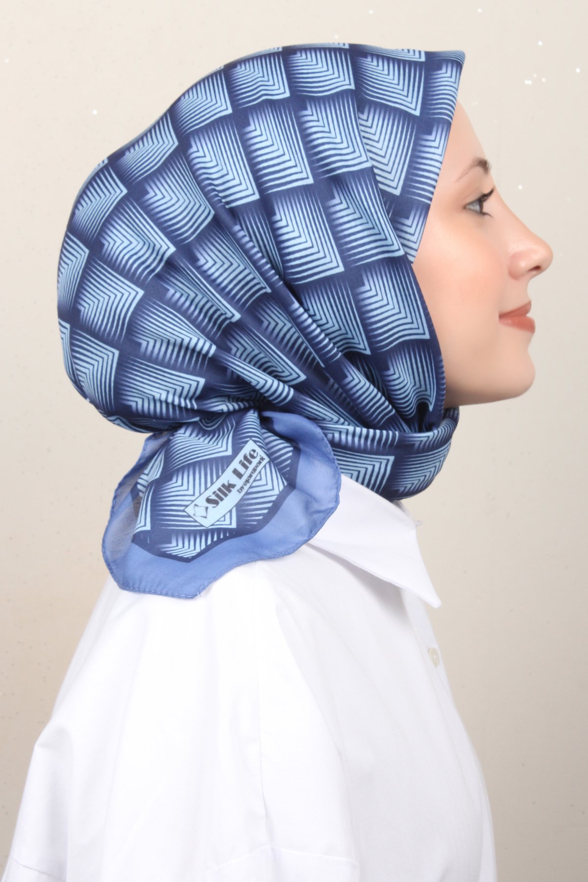 Silk Life Lotus Eşarp 4129-16 Kot Mavisi