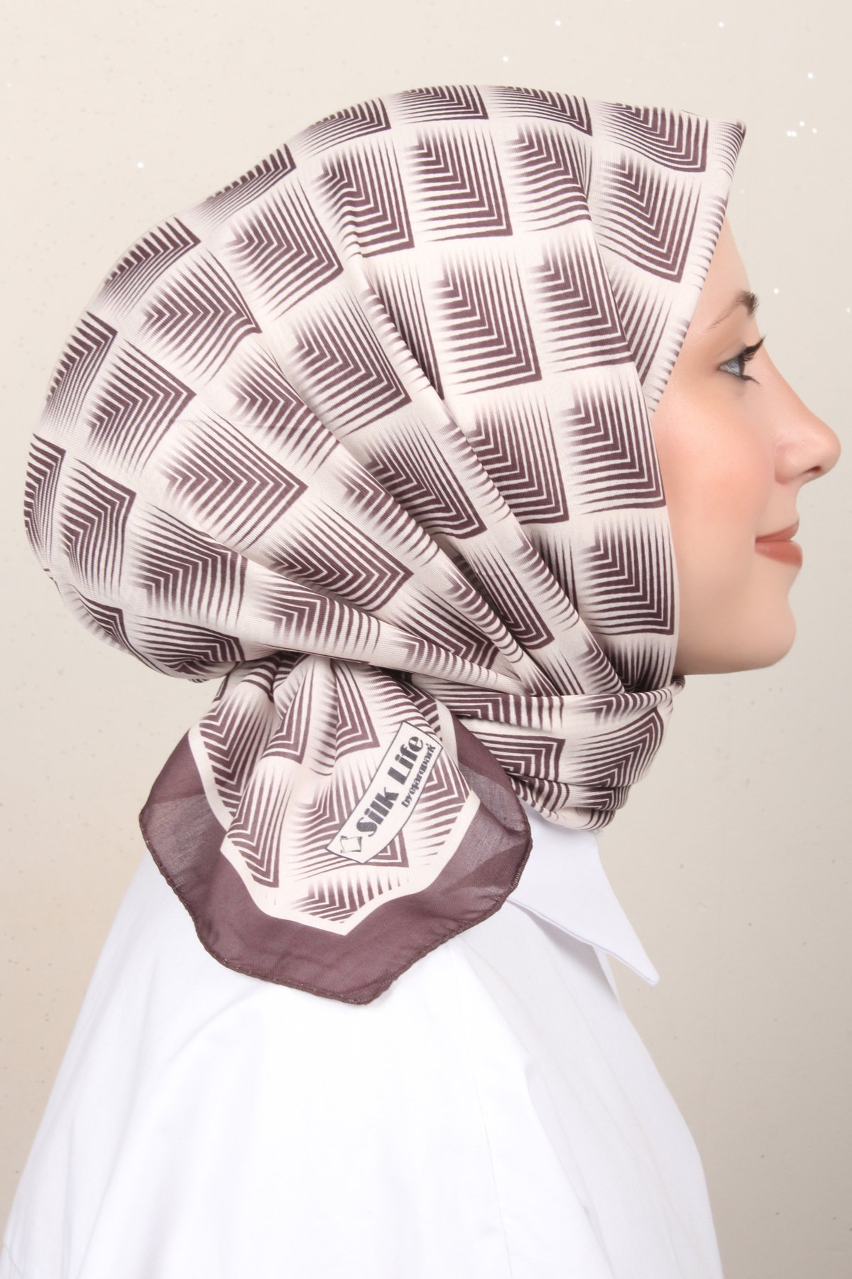 Silk Life Lotus Eşarp 4129-3 Kahve