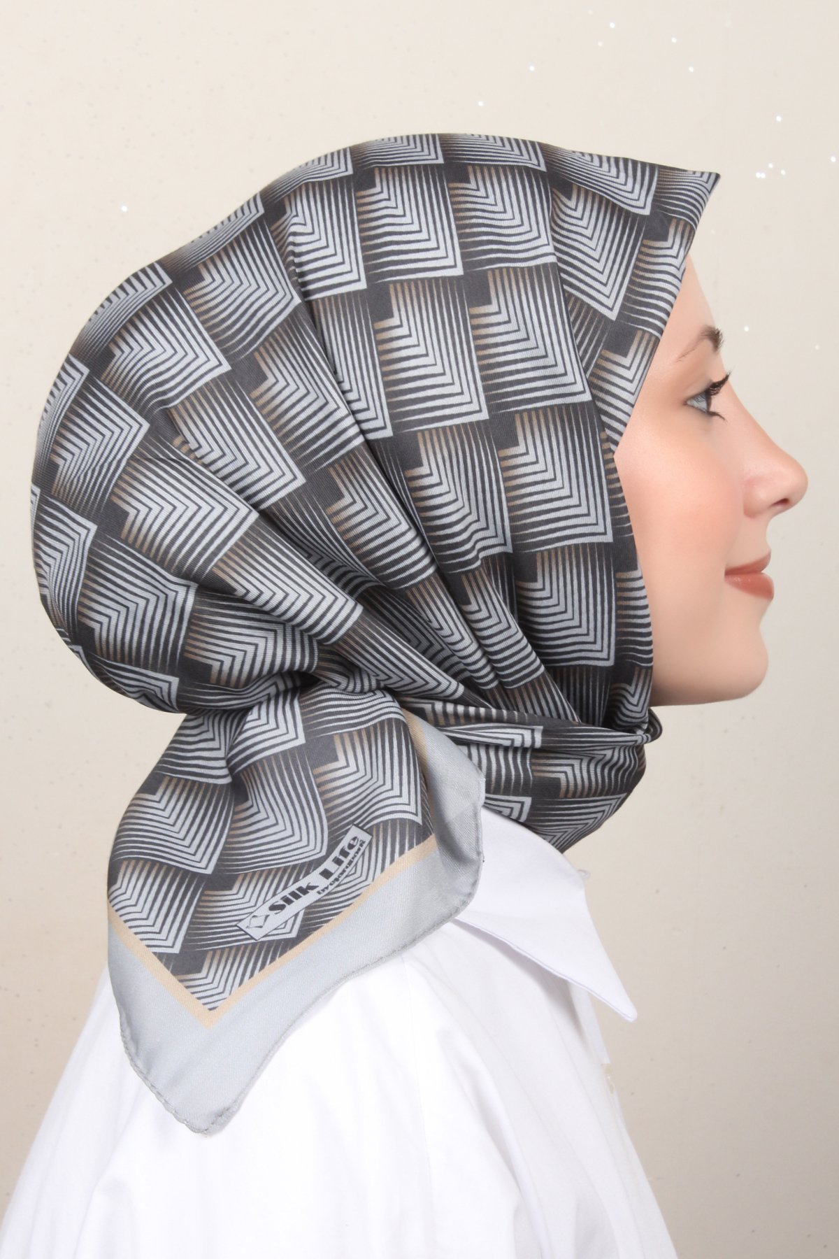 Silk Life Lotus Eşarp 4129-4 Füme