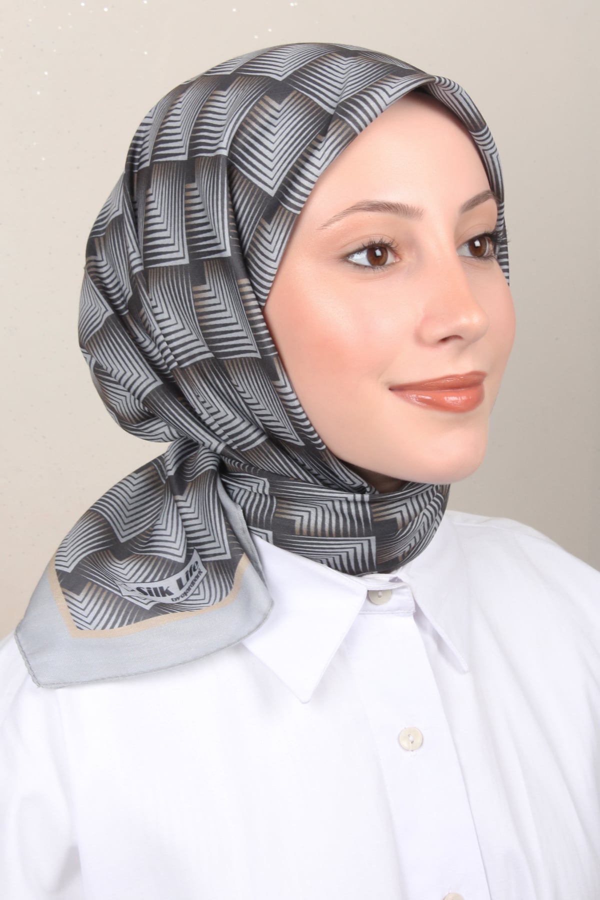 Silk Life Lotus Eşarp 4129-4 Füme