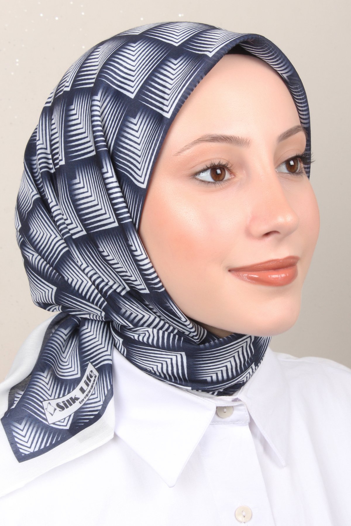 Silk Life Lotus Eşarp 4129-6 Beyaz