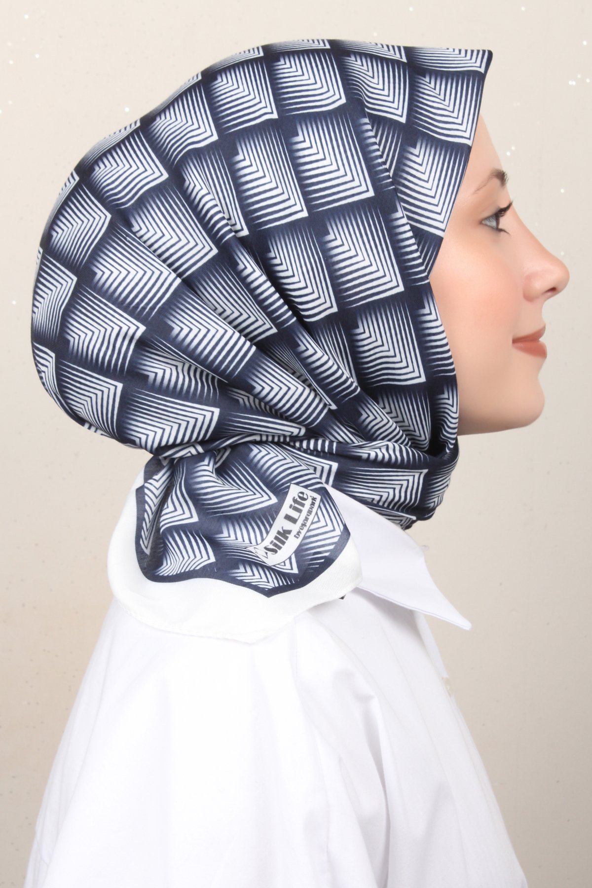 Silk Life Lotus Eşarp 4129-6 Beyaz