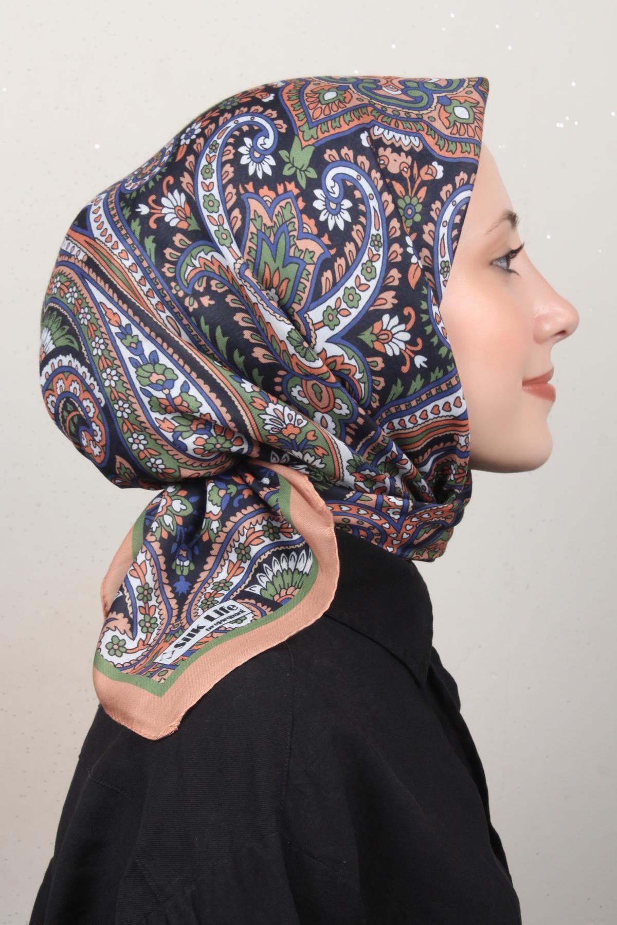 Silk Life Lotus Eşarp 4130-1 Taba 