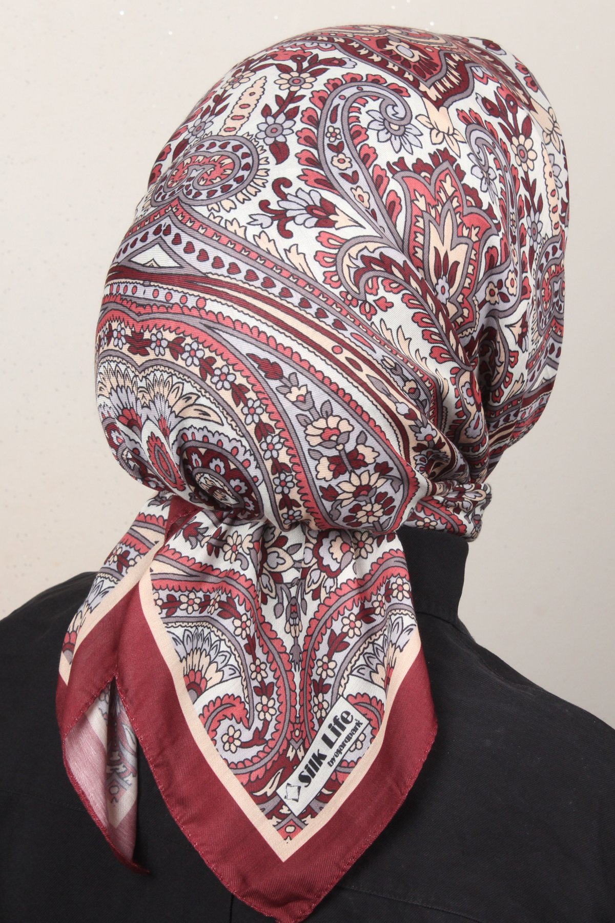 Silk Life Lotus Eşarp 4130-3 Bordo