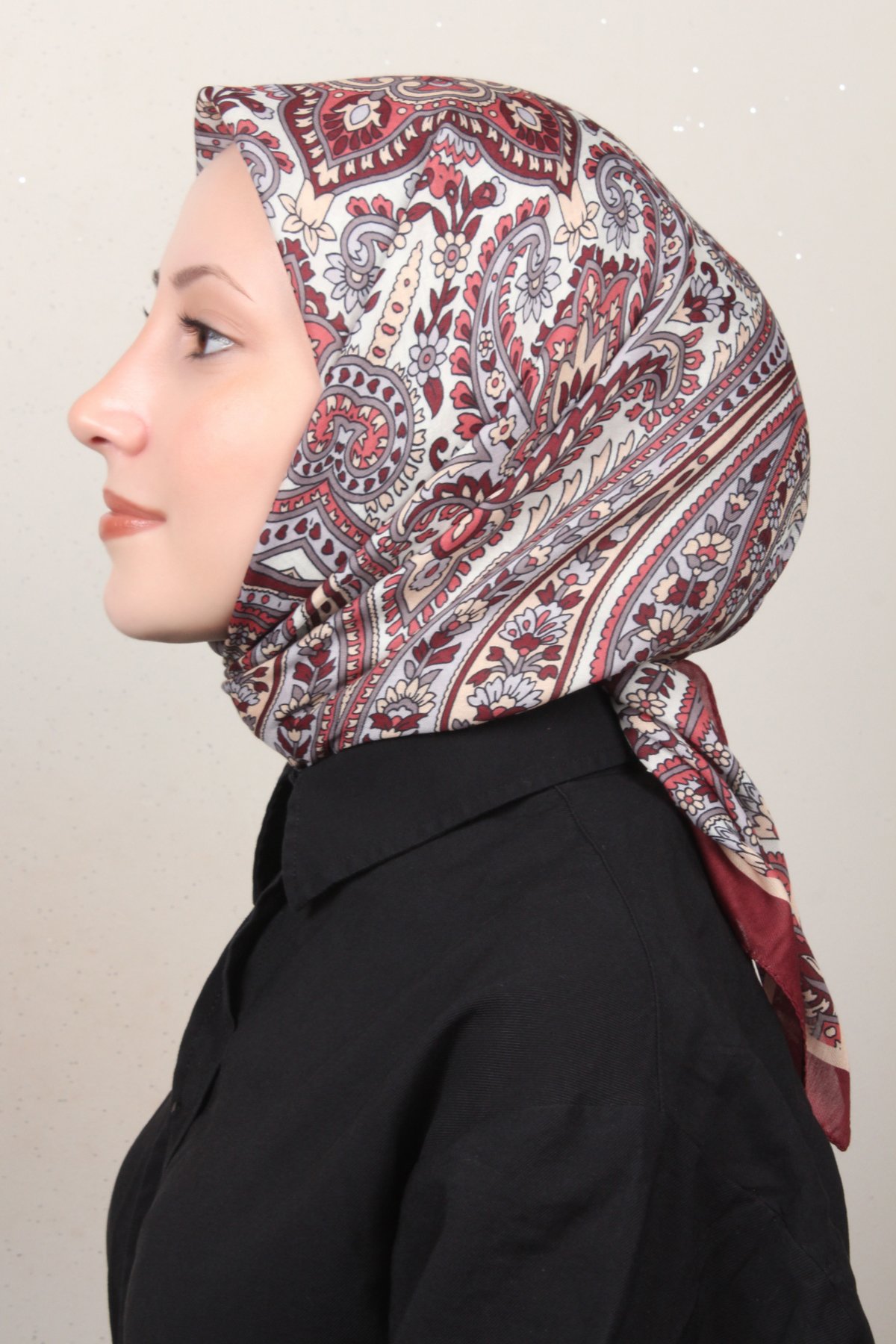 Silk Life Lotus Eşarp 4130-3 Bordo