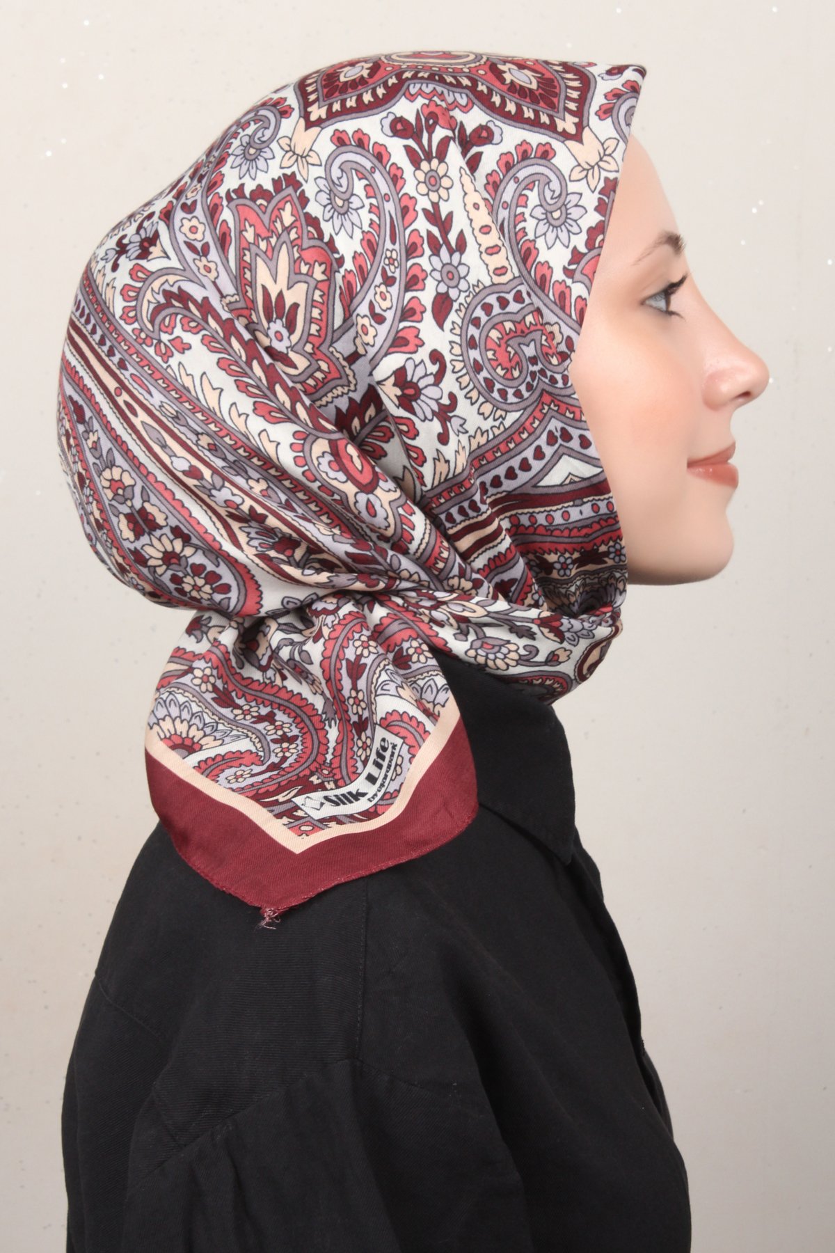 Silk Life Lotus Eşarp 4130-3 Bordo