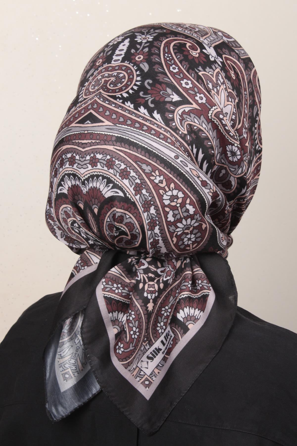 Silk Life Soft Pamuk Eşarp 4130-12  Siyah 