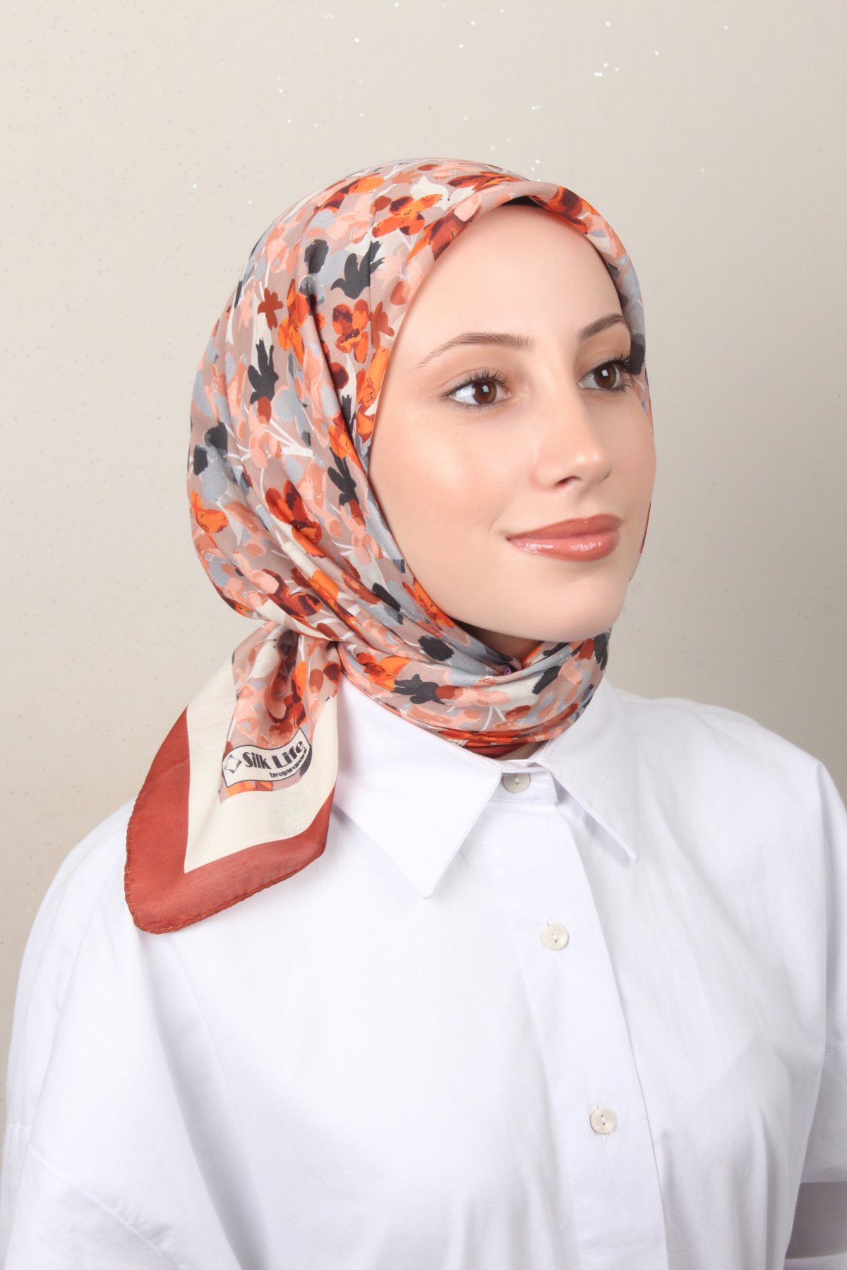 Silk Life Soft Pamuk Eşarp 4131-1 Kiremit