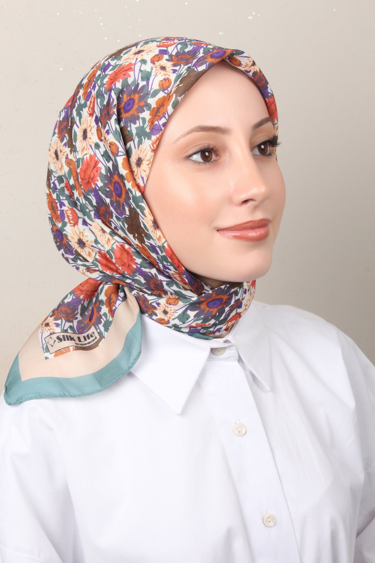Silk Life Soft Pamuk Eşarp 4132-1 Su Yeşili 