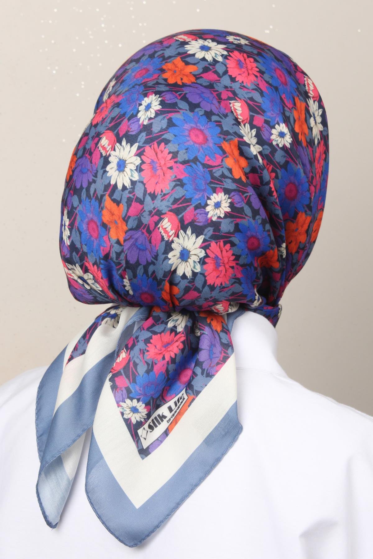 Silk Life Soft Pamuk Eşarp 4132-12 İndigo